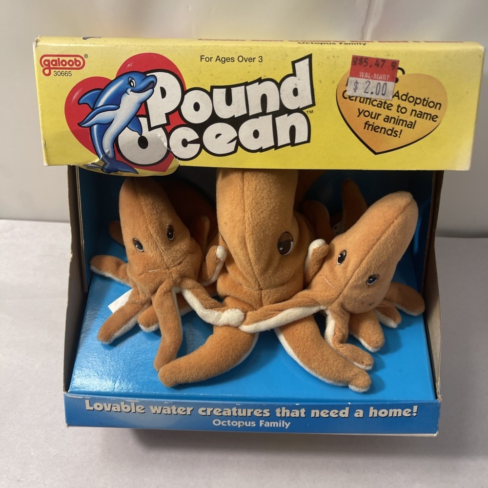 Pound Ocean Octopus Family Stuffed Toy Galoob 1999 New In Box Water Animals - Picture 8 of 16
